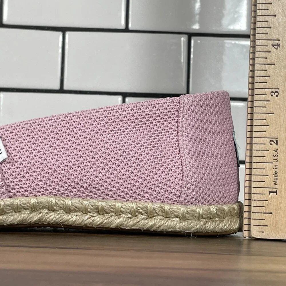 Toms Alpargata Rope Shoes Womens Size 9.5 Chalky Pink Repreve Knit Slip On Flats